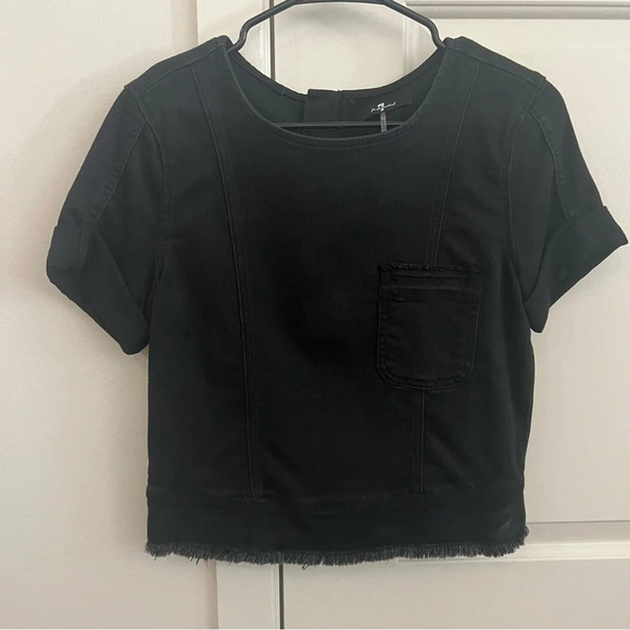 7 For All Mankind Gray Denim Top- Size XS; Never Worn - Picture 1 of 10